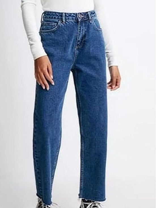BDG Denim - BDG Womens Medium Wash Blue Pax Straight Leg High Waist Raw Hem Jeans Size 26x34